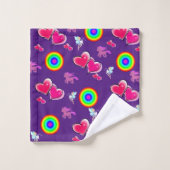 ピンクのハートバスルームのタオルセット バスタオルセット (ウォッシュタオル)