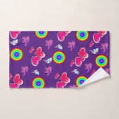 ピンクのハートバスルームのタオルセット バスタオルセット (ハンドタオル)