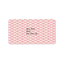 ピンクのハートバックグラウンドアドレスのステッカー ラベル