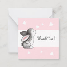 ピンクのハートバニーありがとうノートカード