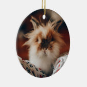 ピンクのハートバニーポーズ決して忘れ記念しない セラミックオーナメント (右)