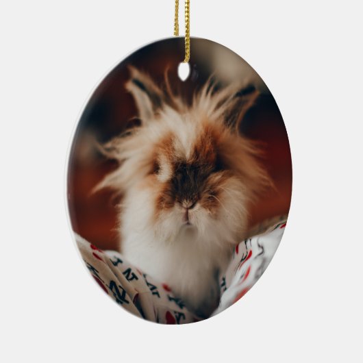 ピンクのハートバニーポーズ決して忘れ記念しない セラミックオーナメント (右)