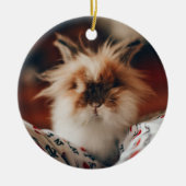 ピンクのハートバニーポーズ決して忘れ記念しない セラミックオーナメント (正面)