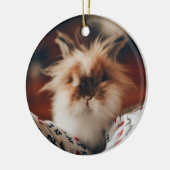 ピンクのハートバニーポーズ決して忘れ記念しない セラミックオーナメント (左)