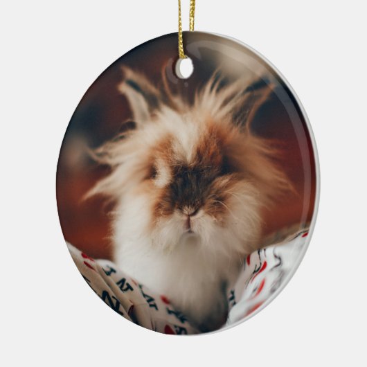 ピンクのハートバニーポーズ決して忘れ記念しない セラミックオーナメント (左)