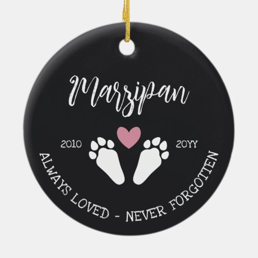 ピンクのハートバニーポーズ決して忘れ記念しない セラミックオーナメント (裏面)