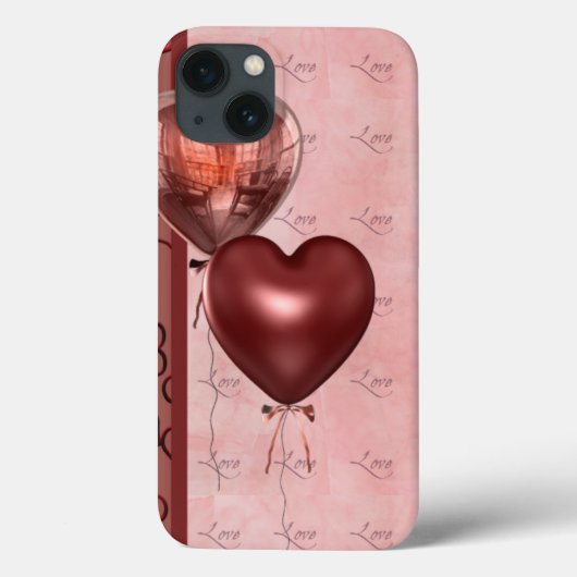 ピンクのハートバルーンと愛 Case-Mate iPhoneケース (裏面)
