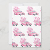 ピンクのハートバルーンバレンタインデートラック1st誕生日 招待状 (裏面)