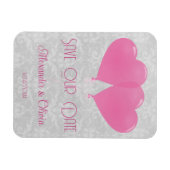 ピンクのハートバルーン日付マグネットを保存 マグネット (横)