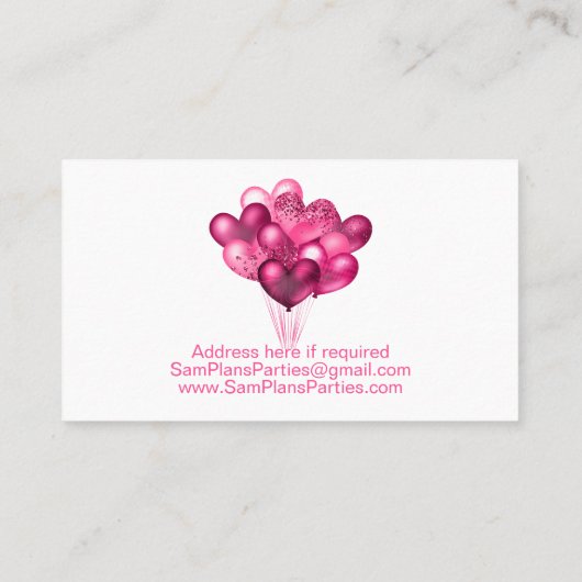 ピンクのハートバルーン 名刺 (裏面)