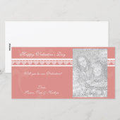 ピンクのハートバレンタインのフォトカード シーズンカード (正面/裏面)