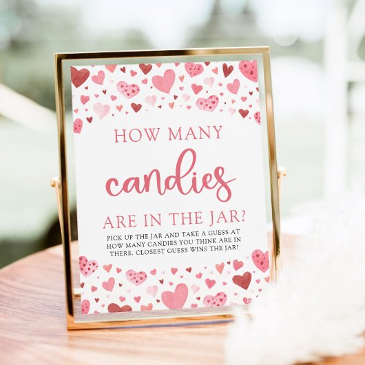 ピンクのハートバレンタインキャンディベビーシャワーの数 ポスター