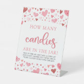 ピンクのハートバレンタインキャンディベビーシャワーの数 台座サイン (正面)