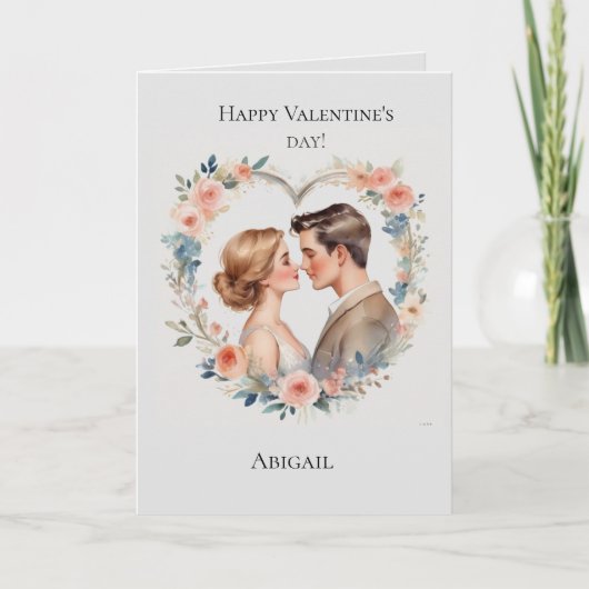 ピンクのハートバレンタインデーのカード シーズンカード (正面)