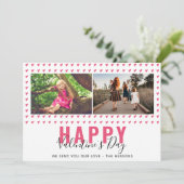 ピンクのハートバレンタインデーの台本の家族の写真 シーズンカード (スタンド正面)