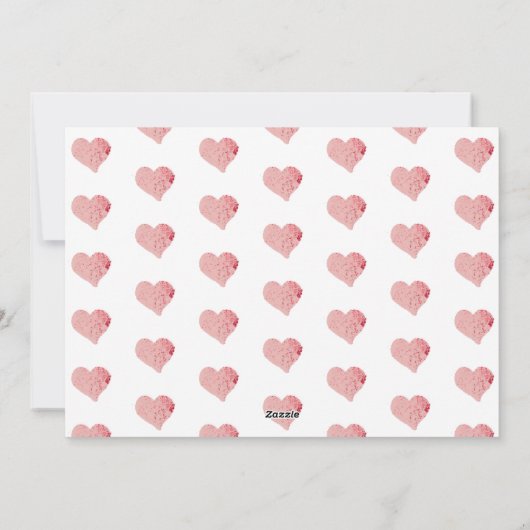 ピンクのハートバレンタインデーの台本の家族の写真 シーズンカード (裏面)