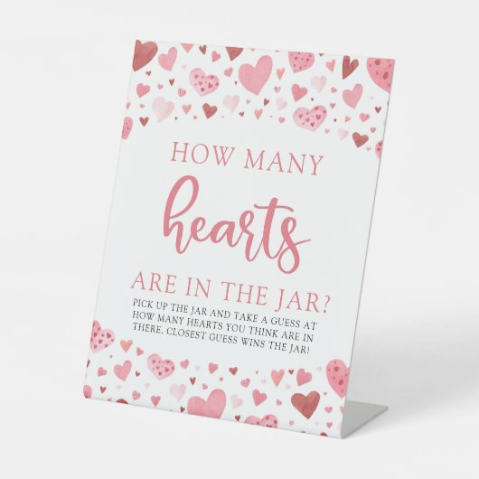 ピンクのハートバレンタインデー何人のハート赤ちゃんシャワー 台座サイン (正面)