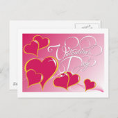 ピンクのハートバレンタインポストカード シーズンポストカード (正面/裏面)