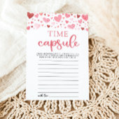 ピンクのハートバレンタイン赤ちゃんシャワータイムカプセル 招待状