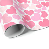 ピンクのハートパターンのラッピング紙 ラッピングペーパー (ロールコーナー)