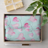 ピンクのハートパターンの水色 薄葉紙 (ギフト)