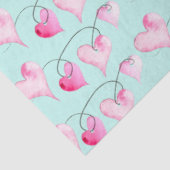 ピンクのハートパターンの水色 薄葉紙 (詳細)
