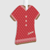 ピンクのハートパターンドレスレースパーソナライズされたトリム オーナメント (正面)