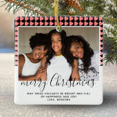 ピンクのハートパターンメリークリスマスフォト セラミックオーナメント