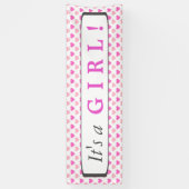 ピンクのハートパターン女の子 横断幕 (縦)