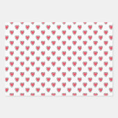 ピンクのハートパターン愛バレンタインデー ラッピングペーパーシート (正面3)