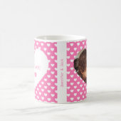 ピンクのハートパターン私たちはあなたを愛するママ写真 コーヒーマグカップ (中央)