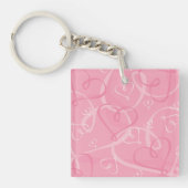 ピンクのハートパターン キーホルダー (正面)