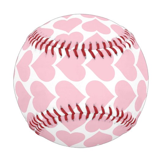 ピンクのハートパターン、ロマンチック、愛 野球ボール (裏面)