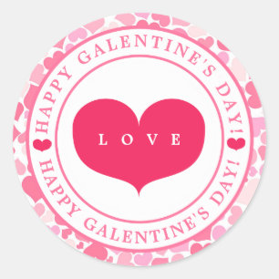 ピンクのハートパターン – Happy Galentine's Day ラウンドシール