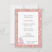 ピンクのハートパンダベアーベビーシャワー 招待状 (裏面)