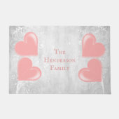 ピンクのハートパーソナライズされたの書式 ドアマット (正面)