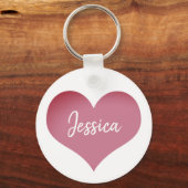 ピンクのハートパーソナライズされた名キーチェーン キーホルダー (正面)