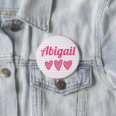 ピンクのハートパーソナライズされた 缶バッジ (インサイチュ)