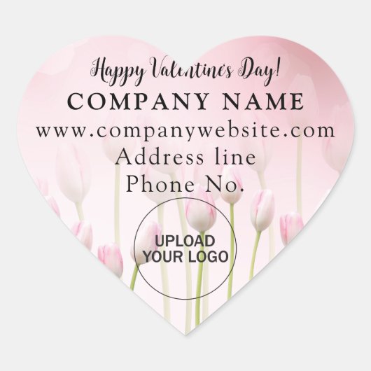 ピンクのハートビジネスのバレンタインのグリーティングステッカー ハートシール (正面)