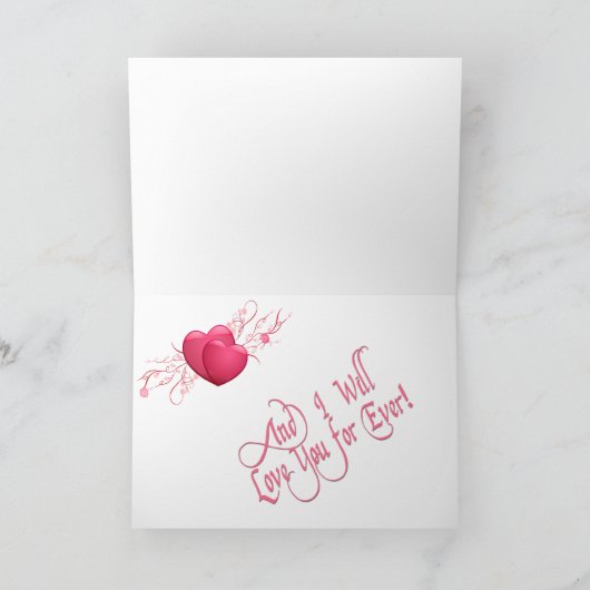 ピンクのハートビーマインバレンタインカード シーズンカード (内部)