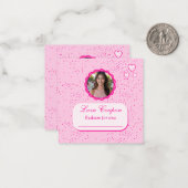 ピンクのハートフォトバレンタインとクーポン ノートカード (正面/裏面インサイチュ)