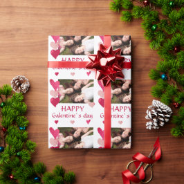 ピンクのハートフレンド写真ガレンティンの日 ラッピングペーパー