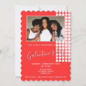 ピンクのハートフレンド写真ガレンティンの日 招待状 (正面)