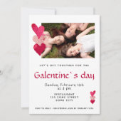 ピンクのハートフレンド写真ガレンティンの日 招待状 (正面)