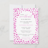 ピンクのハートフレーム小さな恋人の赤ちゃんシャワー 招待状 (正面)