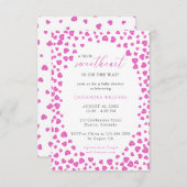 ピンクのハートフレーム小さな恋人の赤ちゃんシャワー 招待状 (正面/裏面)