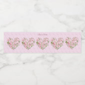 ピンクのハートフローラウォーターボトルラベル ペットボトルラベル (シングルラベル)