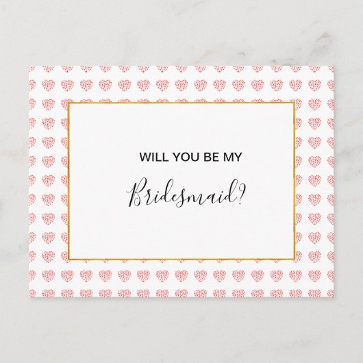 ピンクのハートフローラガーランドマトロンの名誉 インビテーションポストカード (正面)