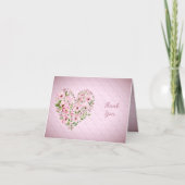 ピンクのハートフローラサンキューカード サンキューカード (正面)