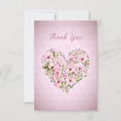 ピンクのハートフローラサンキューカード サンキューカード (正面)